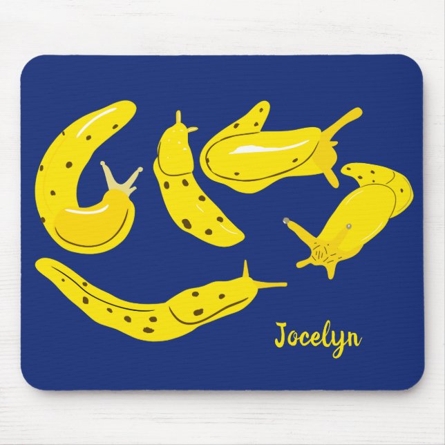 Bananenschnecken Gelb und Blau Personalisiert Mousepad (Vorne)