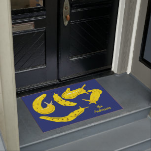Bananenstaub Grau Gelb und Personalisiert Fußmatte