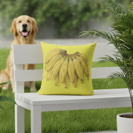 Bananes Jaune Coussin extérieur 16x16