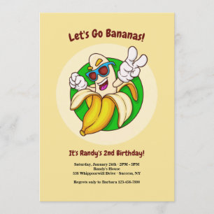 Bananes personnage Invitation à la fête d'annivers