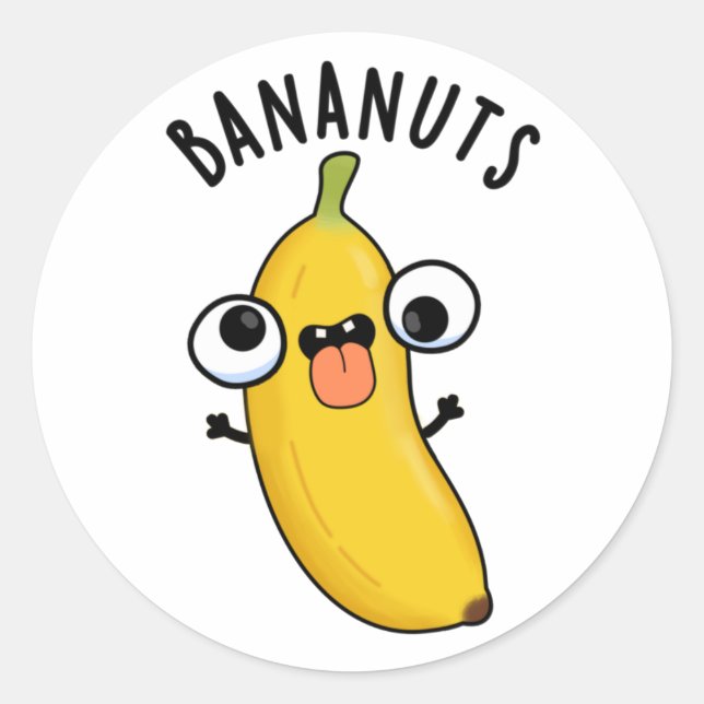 Bananuts Funny Crazy Banana Frucht Pub Runder Aufkleber (Vorderseite)