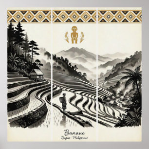 Banaue Reisterrassen Triptychon-Wandkunst Poster