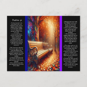 Banc de parc avec psaumes chapitre 91 Carte postal