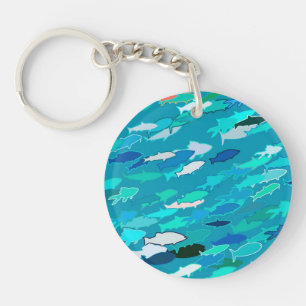 Banc de poissons, turquoise, bleu et aqua