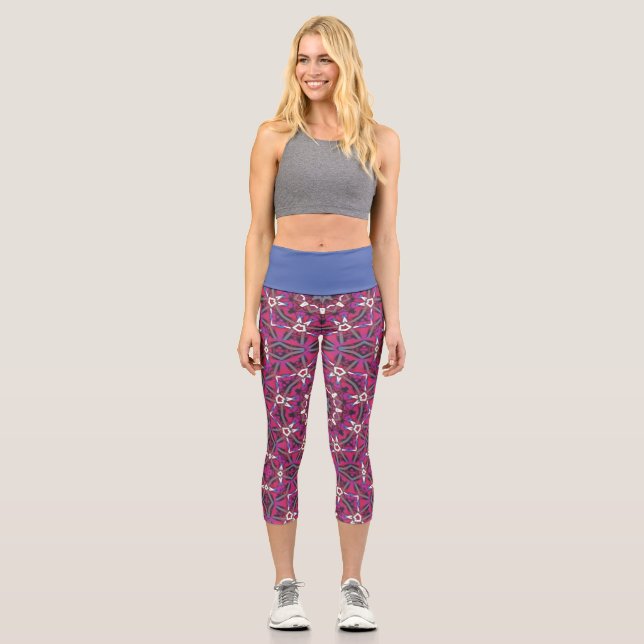 Band 9 Kaleidoskop Art Achtzehn Capri Leggings (Vorderseite)