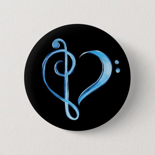 Band Class Bass and Treble Clef Heart Button (Vorderseite)