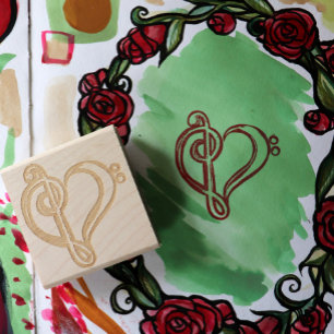 Band Class Bass and Treble Clef Heart Gummistempel