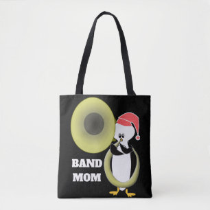 Band-Mama Baby-Pinguin spielt Tuba Tasche