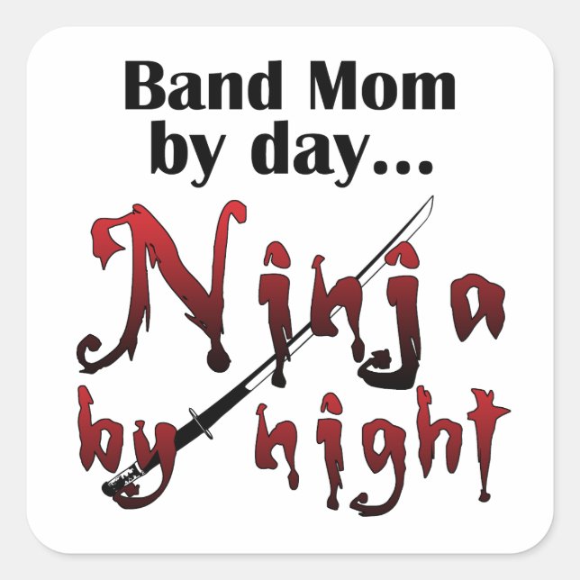 Band Mama Ninja Quadratischer Aufkleber (Vorderseite)