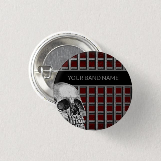 Band Merch Individuelle Name Skull Rock Roll Metal Button (Vorne & Hinten)