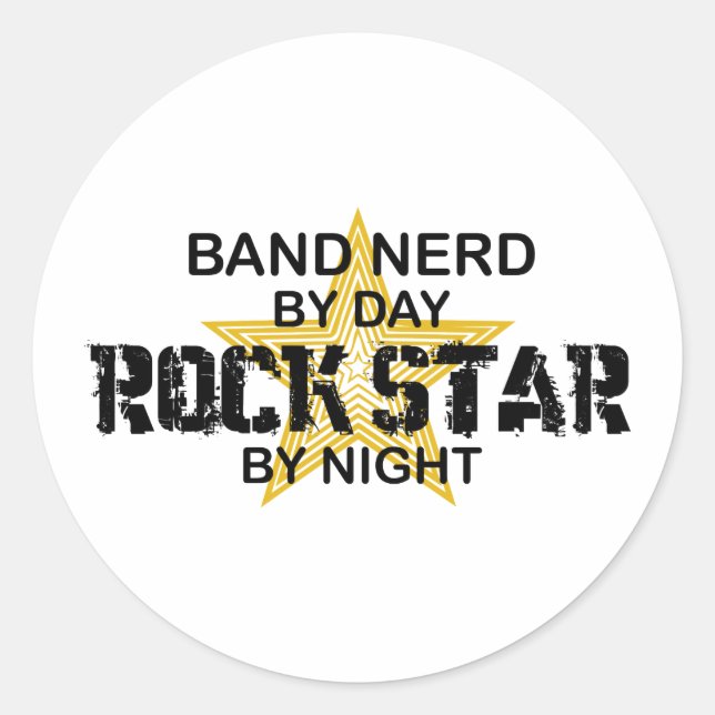 Band Nerd Rock Star by Night Runder Aufkleber (Vorderseite)