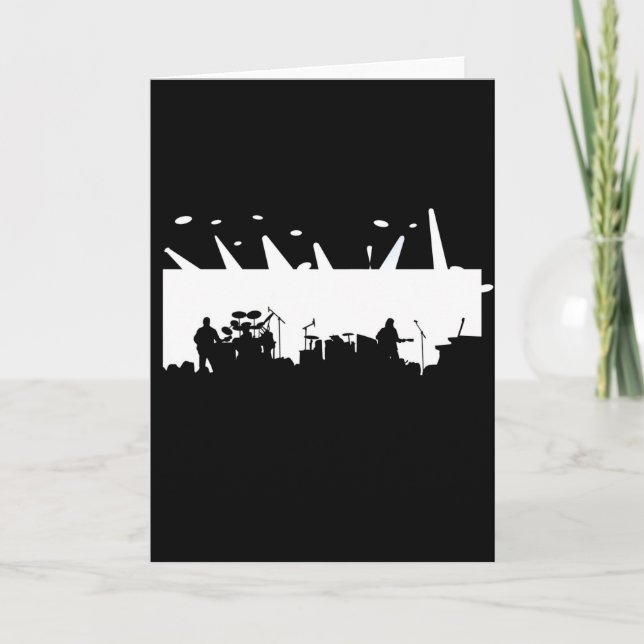 Band on Bühne Konzert Silhouette B&W Karte (Vorderseite)