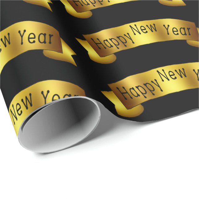 Band-Partyverpackung des Goldglücklichen neuen Geschenkpapier (Rolleneckpunkt)