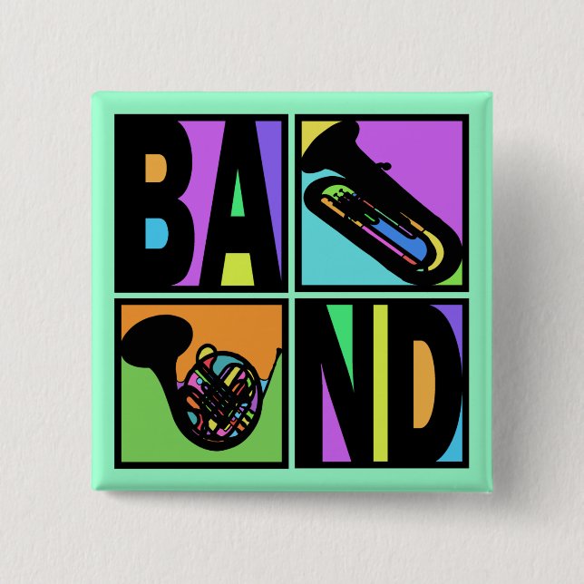 BAND-POP-KUNST-QUADRATE BUTTON (Vorderseite)