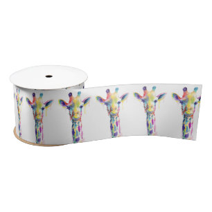 Band - Seite an Seite farbige Giraffe Satinband