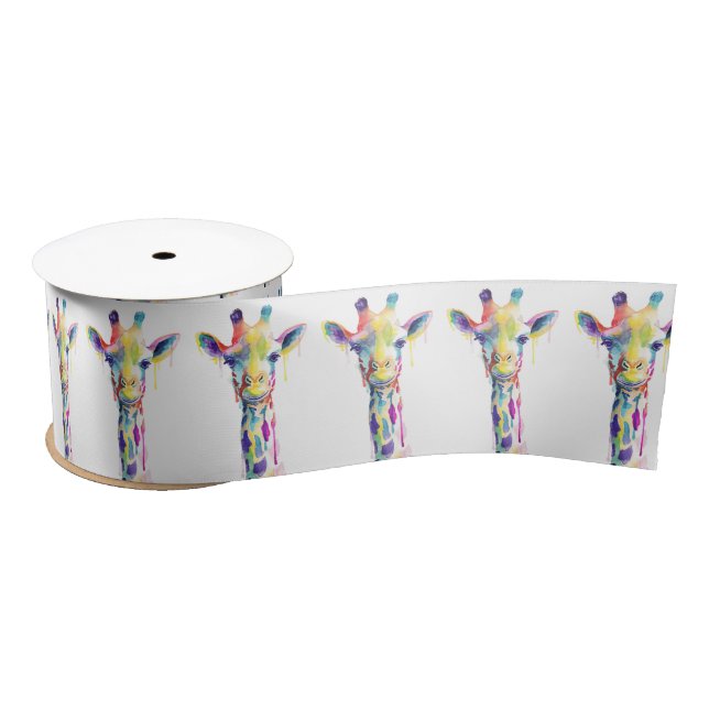 Band - Seite an Seite farbige Giraffe Satinband (Spule)
