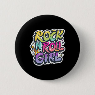 Band-Shirts für Kinder Rock'n'Roll Girl Rock and R Button