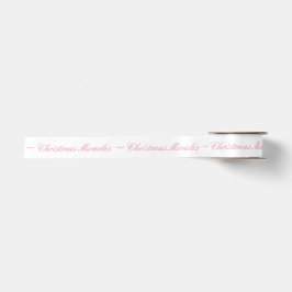 Band - Weihnachtswunder, rosa auf dem weißen Band Satinband