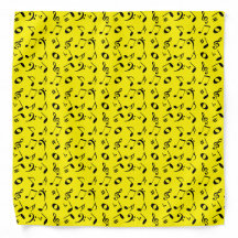 Black Angled Music Notes Motif on Yellow