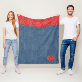 Bandana Denim-Look Fleecedecke