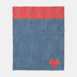 Bandana Denim-Look Fleecedecke
