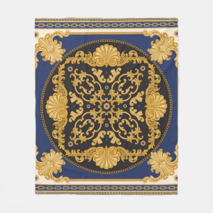 Bandana-Druck auf schwarz und blau Hintergrund, Go Fleecedecke