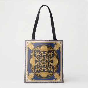 Bandana-Druck auf schwarz und blau Hintergrund, Go Tasche
