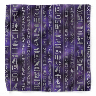 Bandana motif de hiéroglyphes égyptiens d'argent