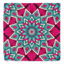 motif de mandala floral rose et turquoise