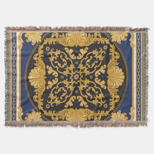 Bandana Print: Black Blue Gold. Decke