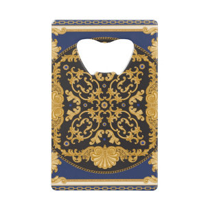 Bandana Print: Black Blue Gold. Geldbeutel Flaschenöffner