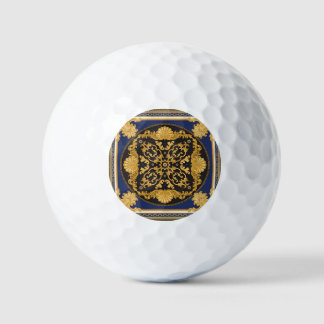 Bandana Print: Black Blue Gold. Golfball