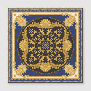 Bandana Print: Black Blue Gold. Magnetkarte
