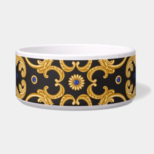 Bandana Print: Black Blue Gold. Napf
