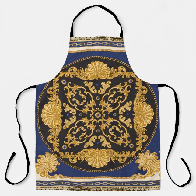 Bandana Print: Black Blue Gold. Schürze (Vorderseite)