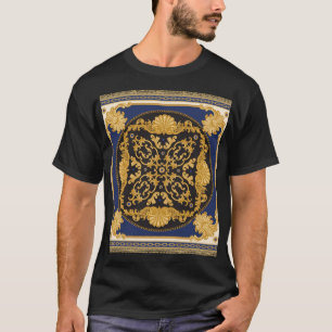 Bandana Print: Black Blue Gold. T-Shirt