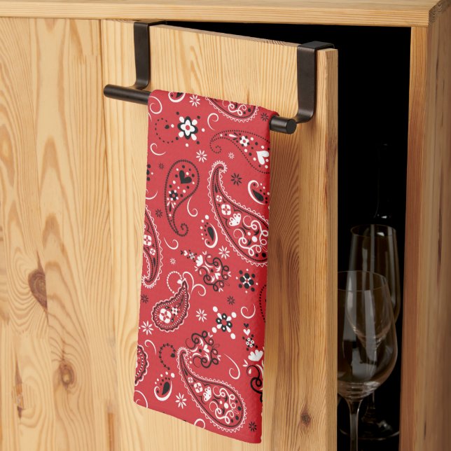 Bandana Red Paisley Geschirrtuch (Drittel gefaltet)