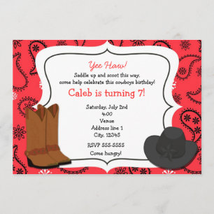 Bandana rouge de cow-boy Invitation Western Countr