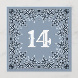 Bandana Square Wedding Tischnummer Dusty Blue