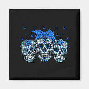 Bandana Sugar Skull Blue Ribbon Diabetes Bewusstse Magnet
