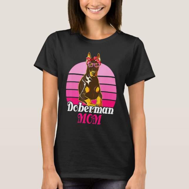 Bandana Sunglasses Doberman Mama Muttertag Hund T-Shirt (Vorderseite)