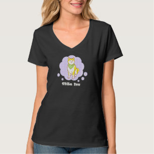 Bandana Tragen von Shiba Inu Hund mit Blume Pixel  T-Shirt
