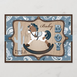 Bandanna Print & Rocking Horse Cowboy Babydusche Einladung
