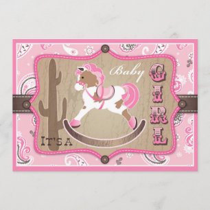 Bandanna Print & Rocking Horse Cowgirl Kinderdusch Einladung