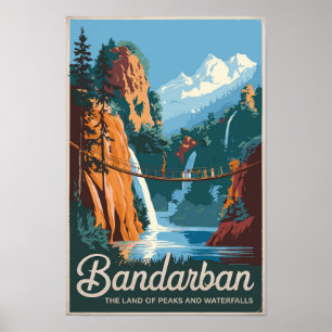 Bandarban Bangladesch Reise Kunst Vintage Poster