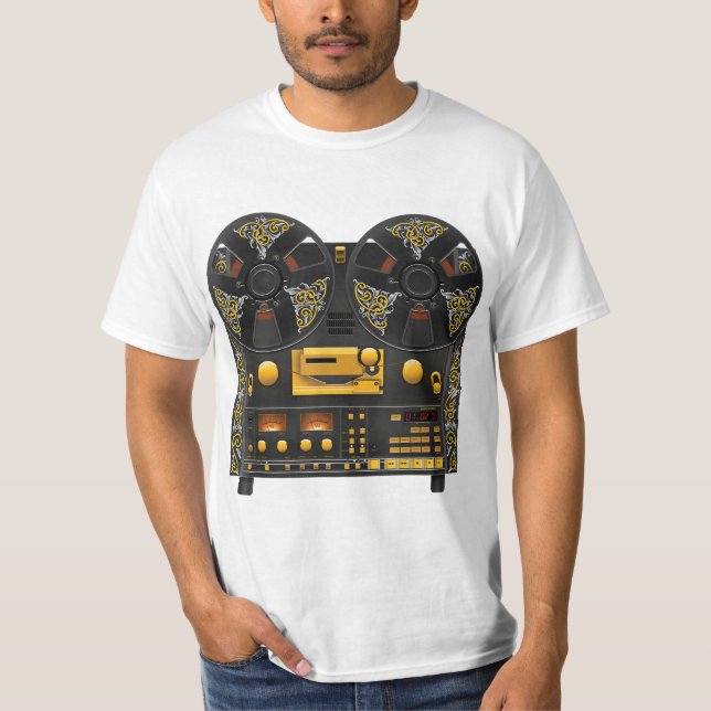 Banddeckerrekorder mit Vintagem Rollen aufziehen T-Shirt (Vorderseite)