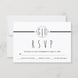 Bande blanche noire et mariage monogramme RSVP