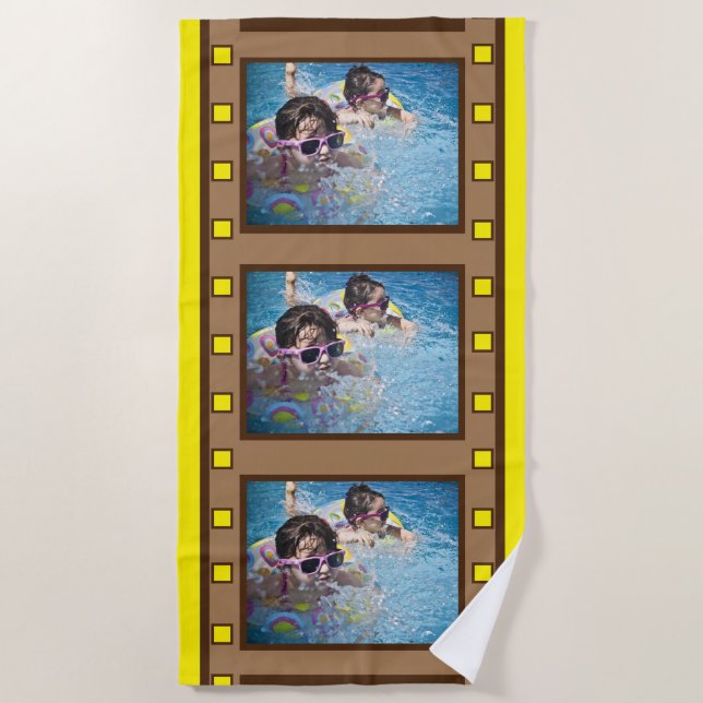 Bande de film retro jaune Photo Plage Serviette (Devant)