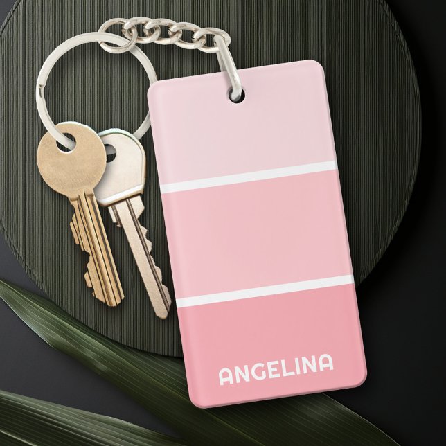 Bande de puce de couleur rose pâle - Nom moderne (Personalized Keychain - add a monogram or name)