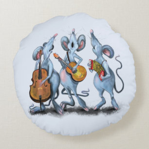 Bande de souris Bleu Coussin rond amusant